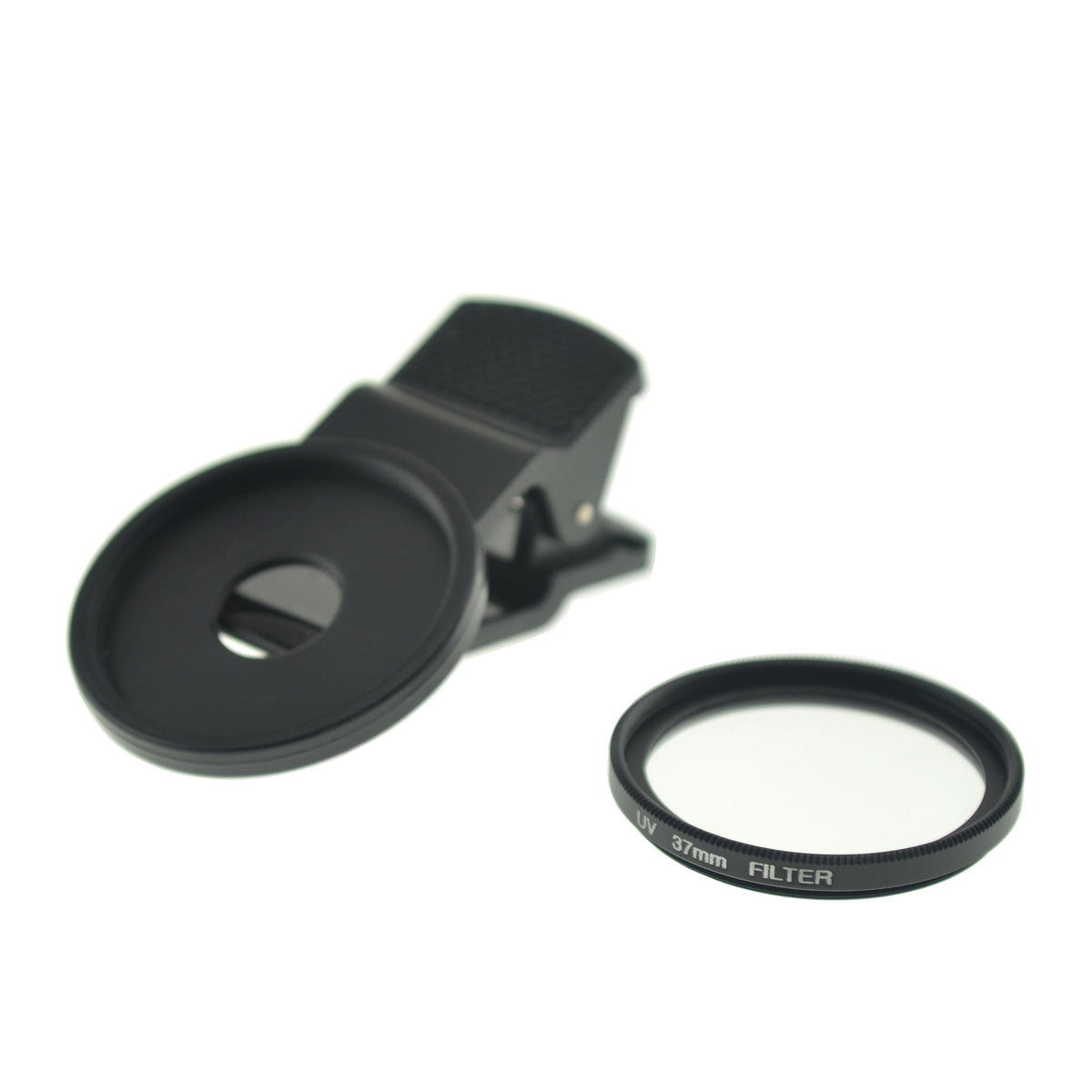 UV Filter 37 mm Gewinde mit Clip in Schwarz für Smartphone | System-S