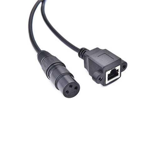 LAN Kabel 30 cm RJ45 Buchse zu XLR 3 Pin Buchse Schraube in Schwarz | System-S