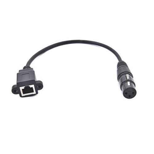LAN Kabel 30 cm RJ45 Buchse zu XLR 3 Pin Buchse Schraube in Schwarz | System-S