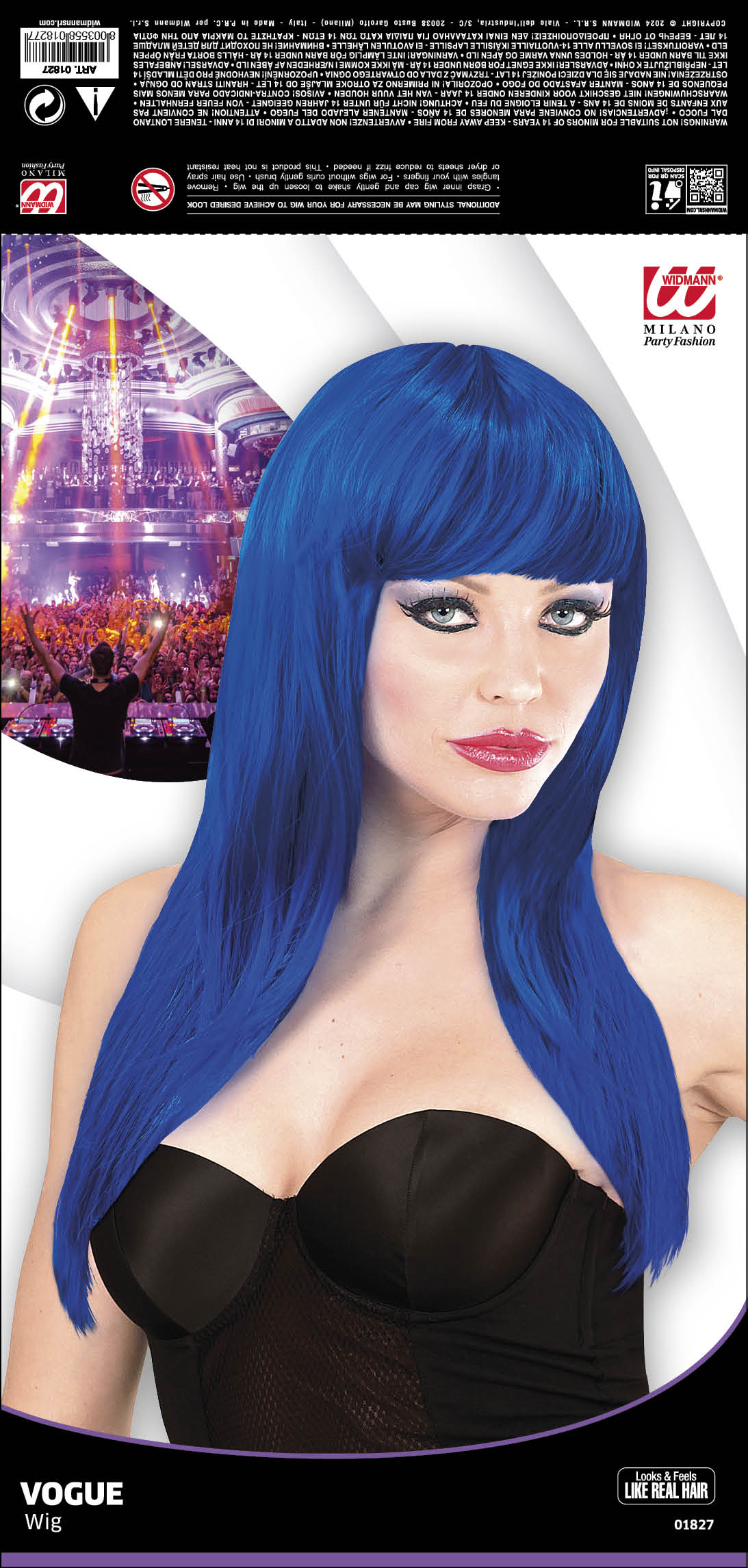 Perücke Damen "Vogue Langhaar mit Pony" | Blau