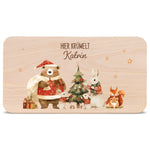 Frühstücksbrettchen zu Weihnachten - Pullovertiere - personalisiert mit Name