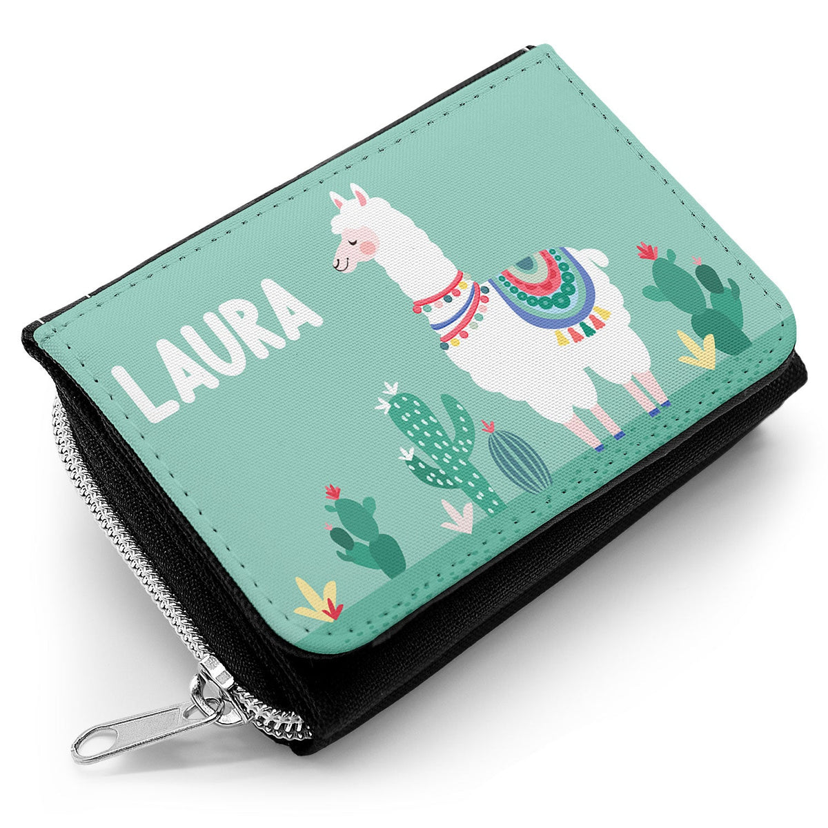 Bedruckte Geldbörse für Kinder im Lama Design