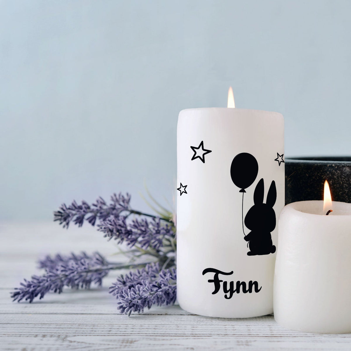 Kleine Kinder Trauerkerze "Hase Silhouette"