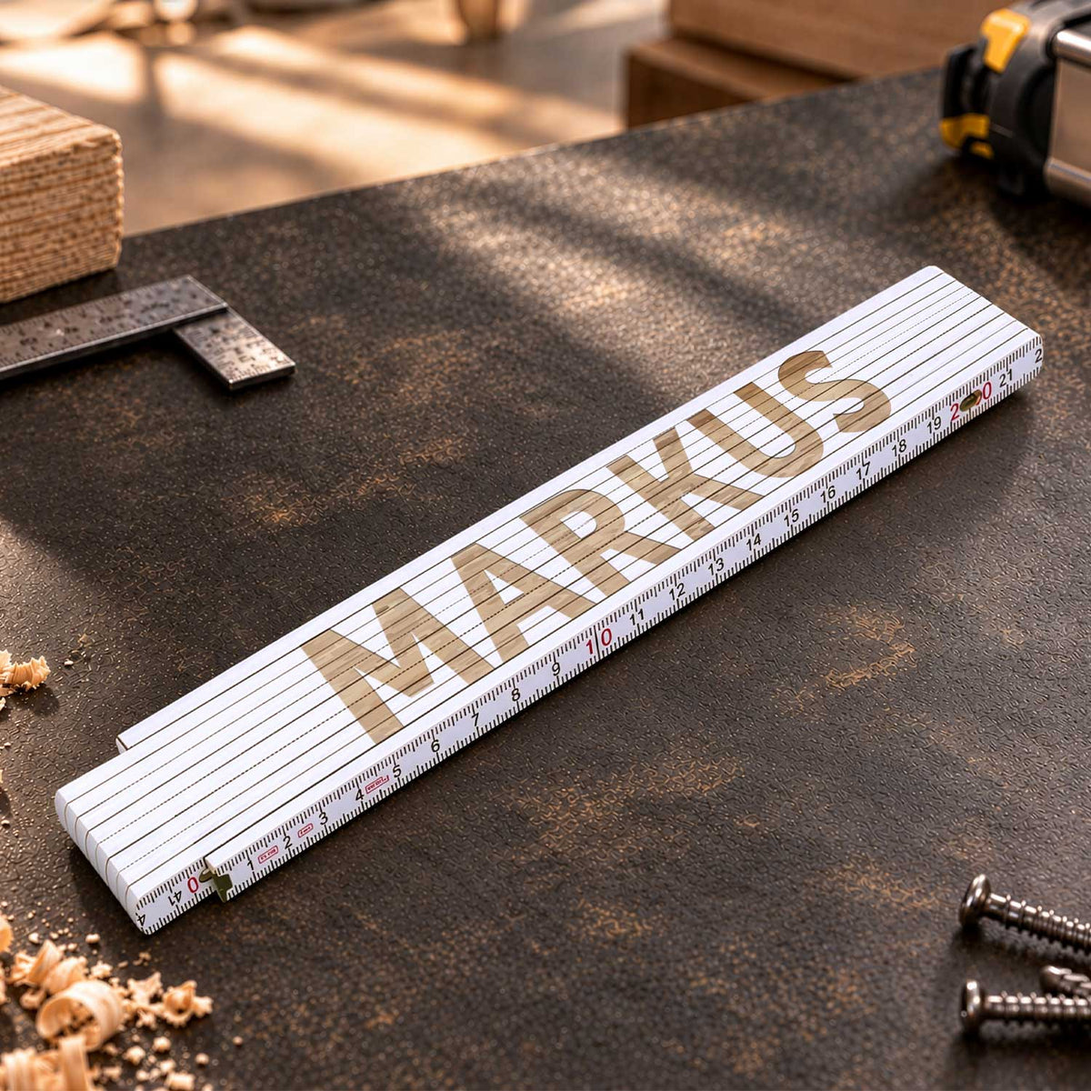 Zollstock 2 Meter mit Gravur oder Druck - Wunschname - Personalisiert mit Namen
