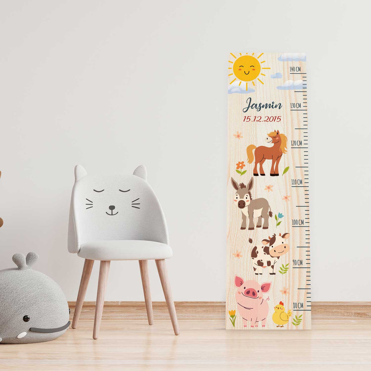 Messlatte mit Namen für Kinder im Bauernhof Design