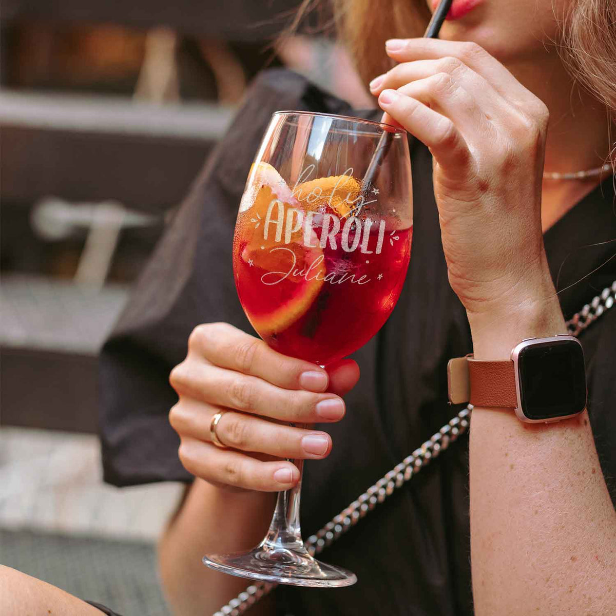 Stölzle Lausitz Weinglas mit Gravur "Holy Aperoli" mit Namen