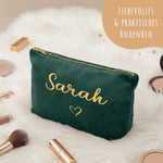 Personalisierte Samt Kosmetiktasche mit Name für Kosmetik & MakeUp