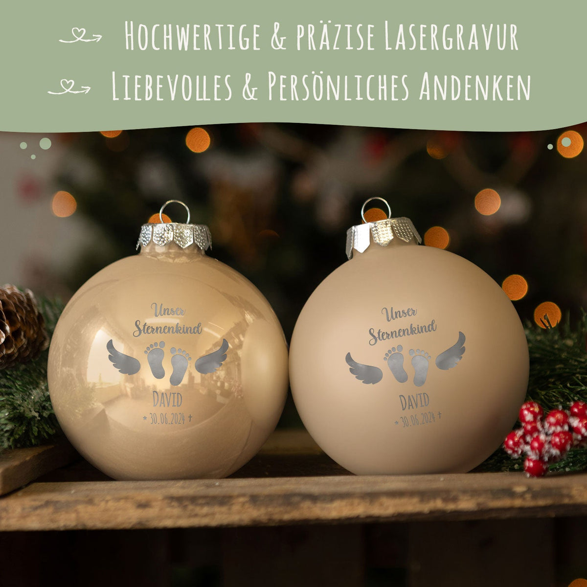 Gravierte Weihnachtskugel - Sternenkind