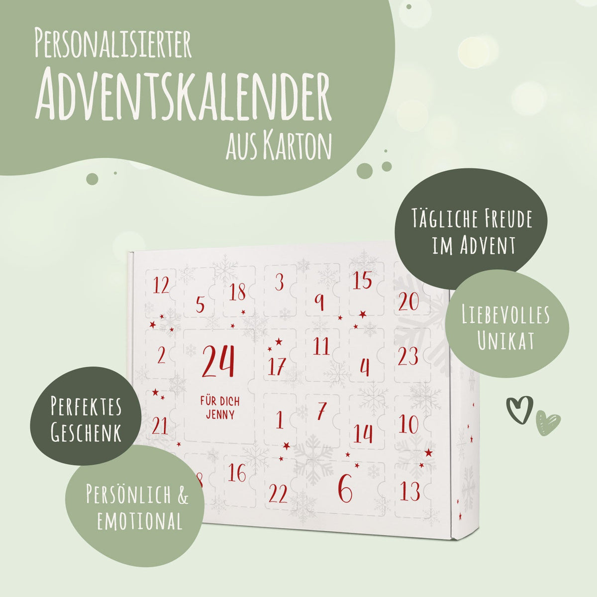 Personalisierter DIY Adventskalender mit Nummern Design zum selbst Befüllen