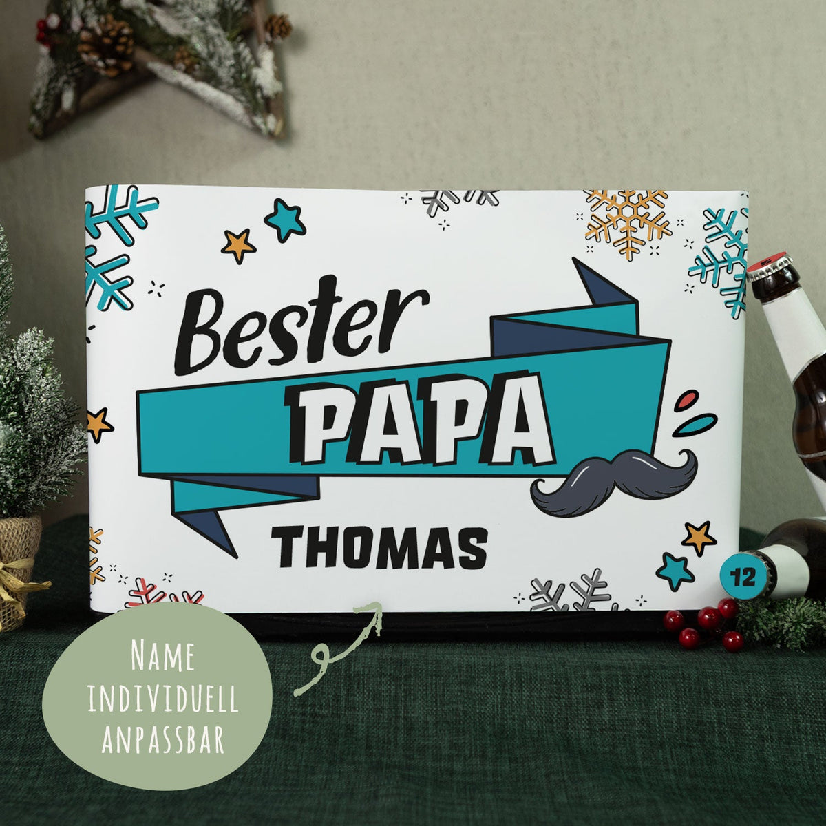 DIY Bierkasten Banderole mit 24 Deckelaufklebern - Bester Papa