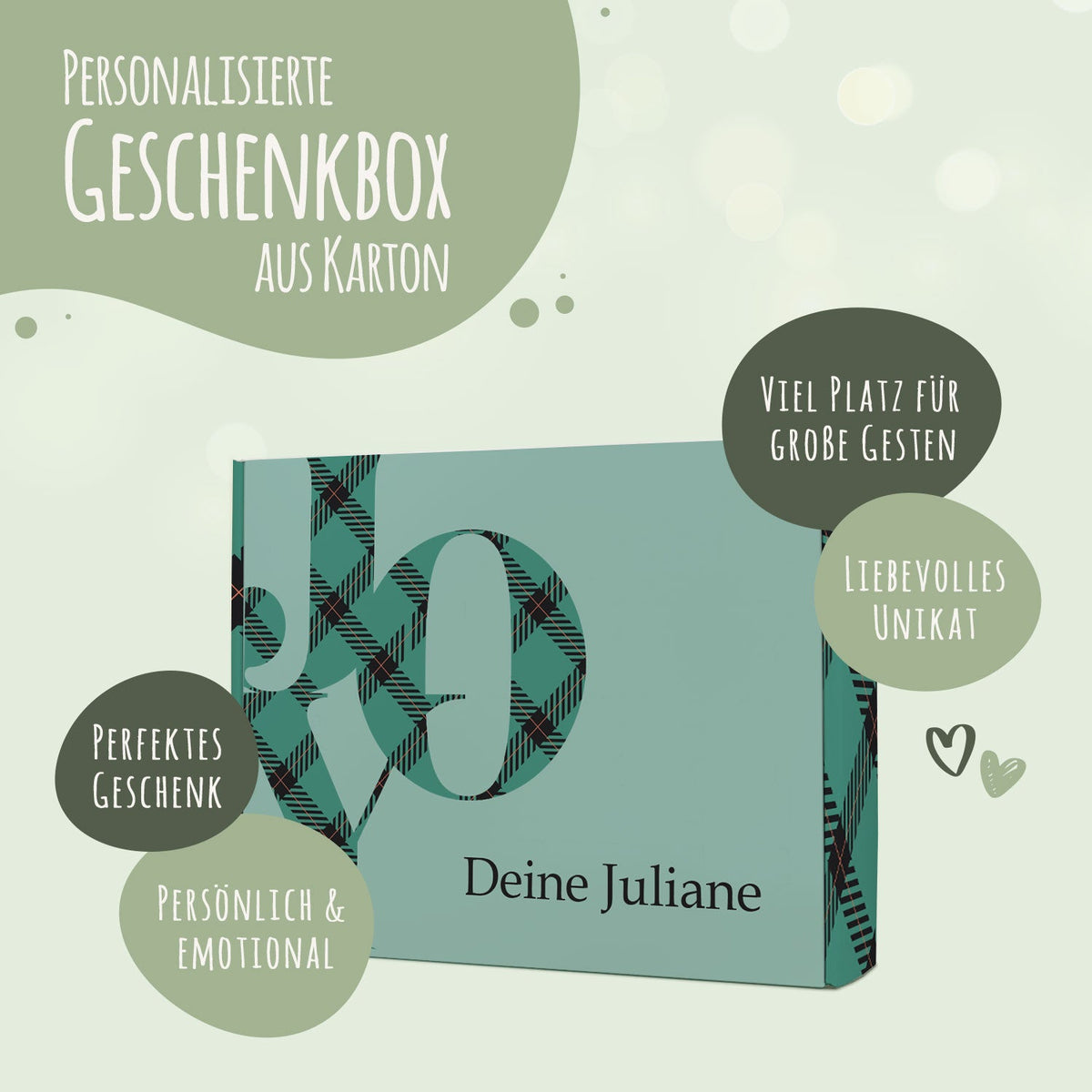 Personalisierte DIY Geschenkbox im Joy Design mit Wunschtext