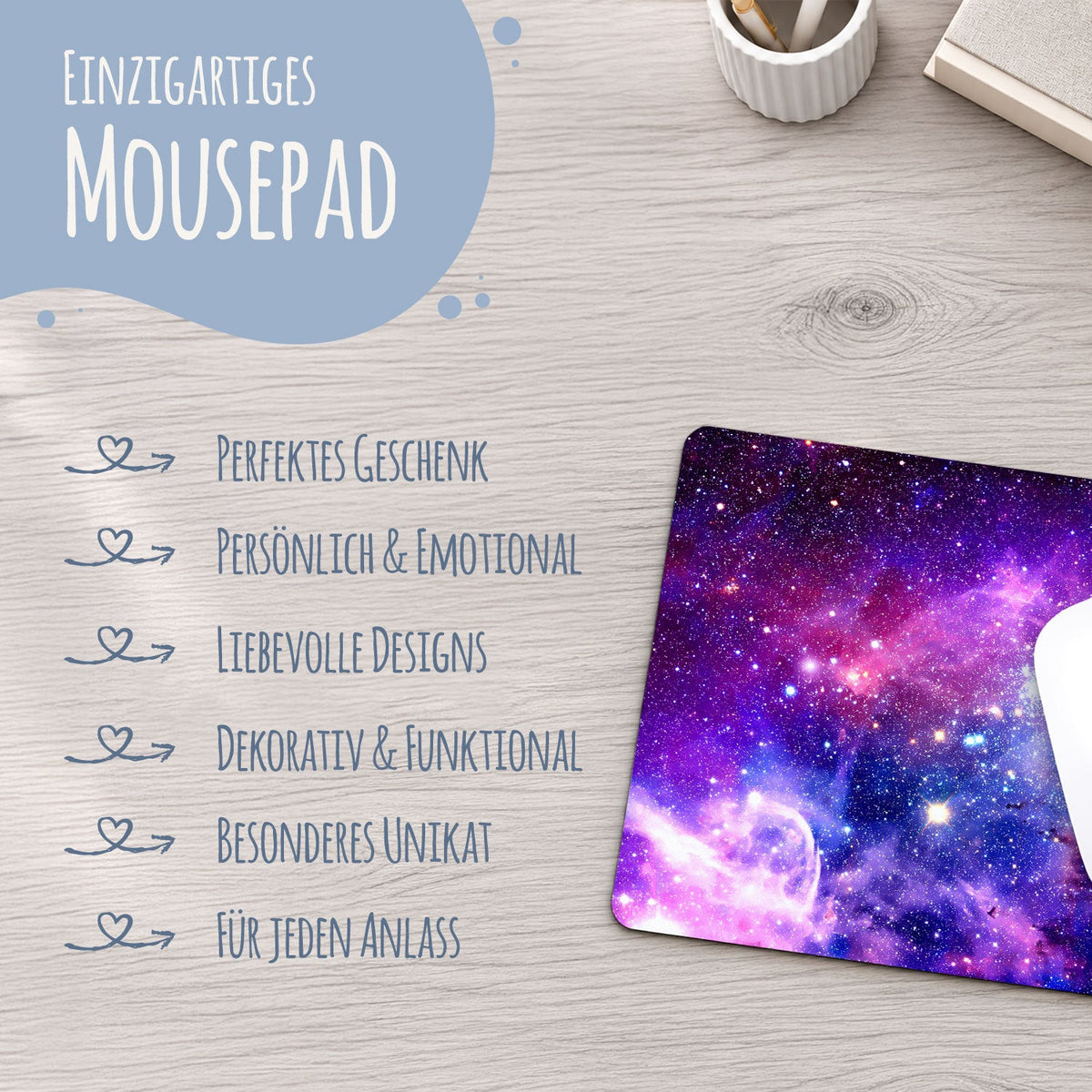 Bedrucktes Mousepad im Galaxy Design
