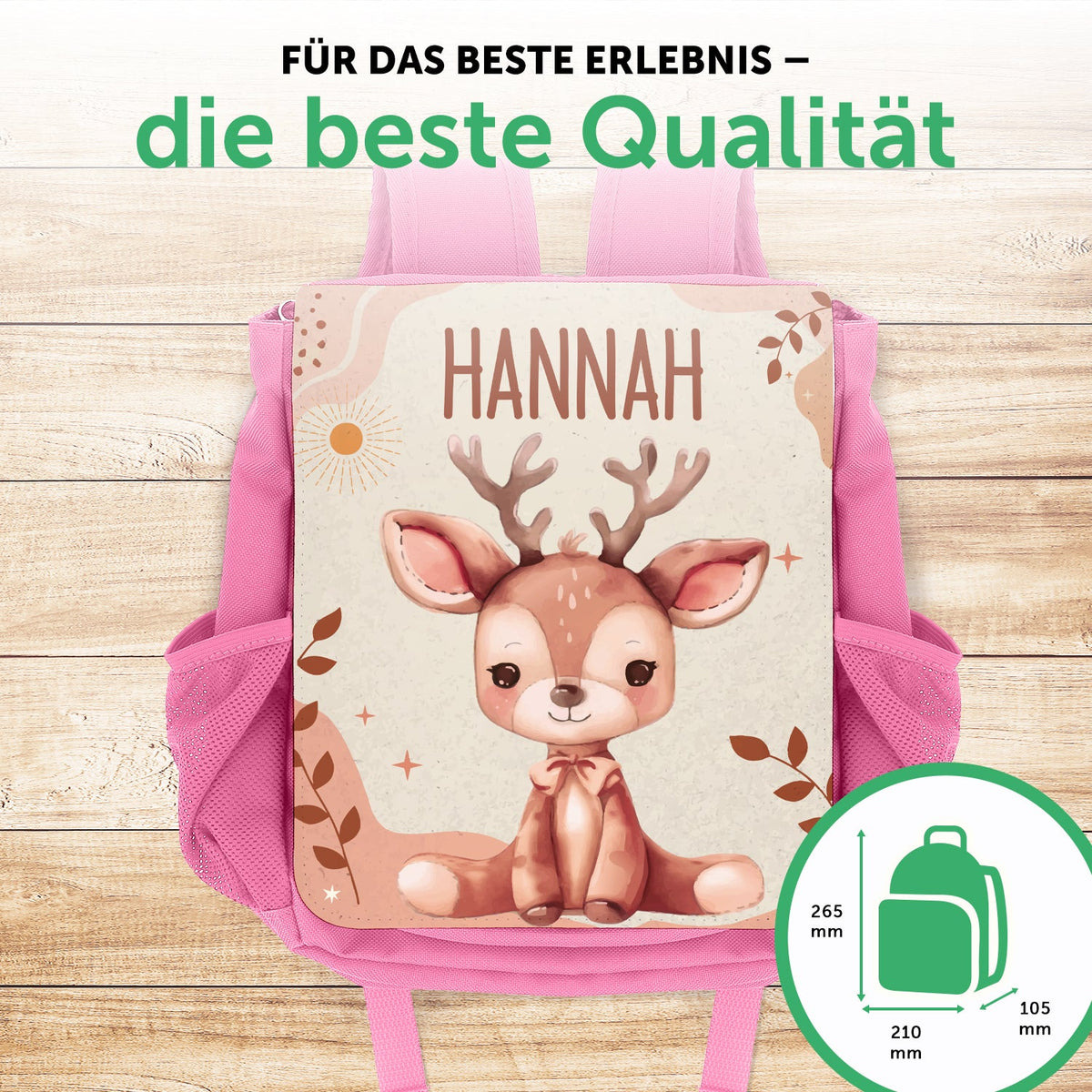 Bedruckter Rucksack für Kinder - Waldtiere mit Name