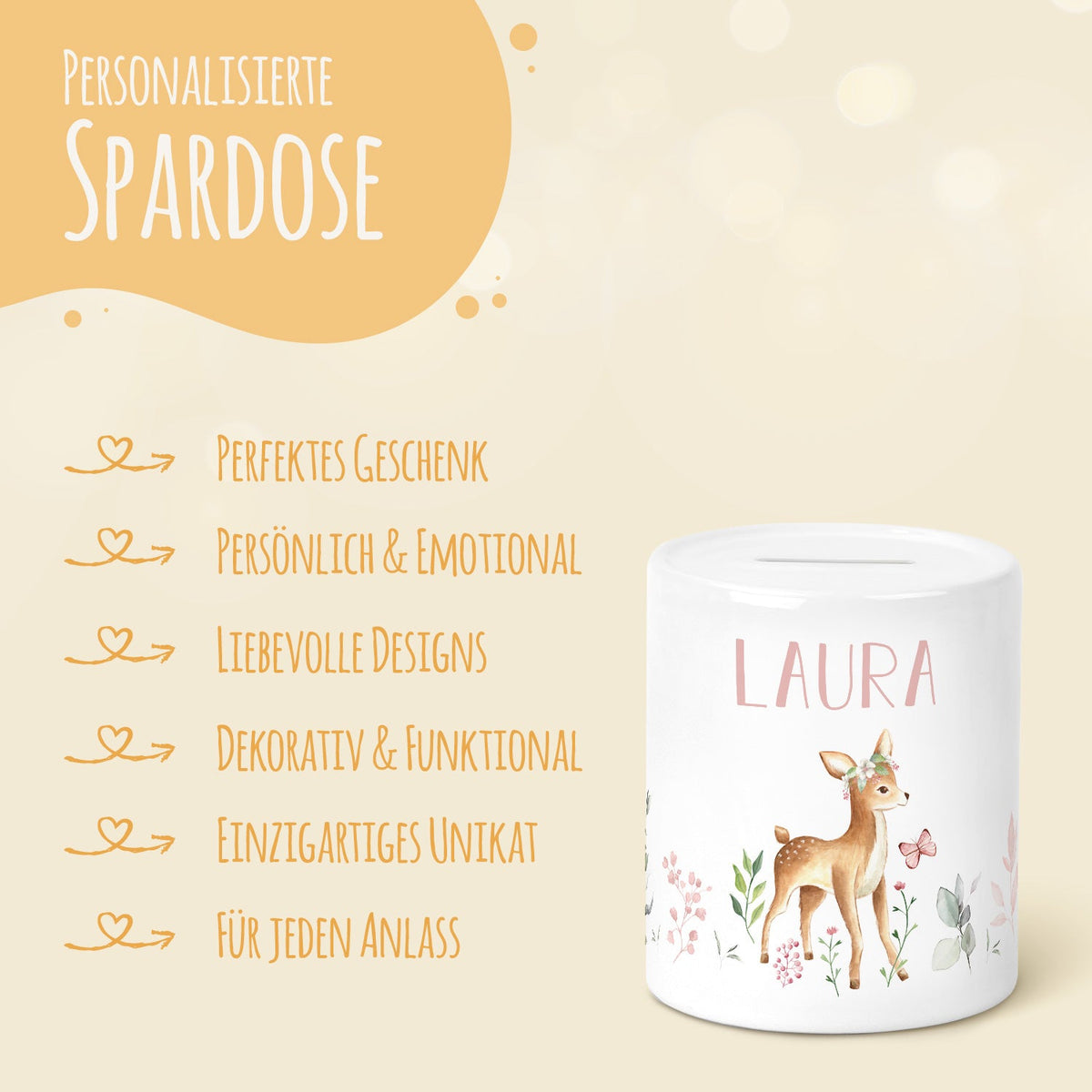 Spardose aus Keramik - Reh