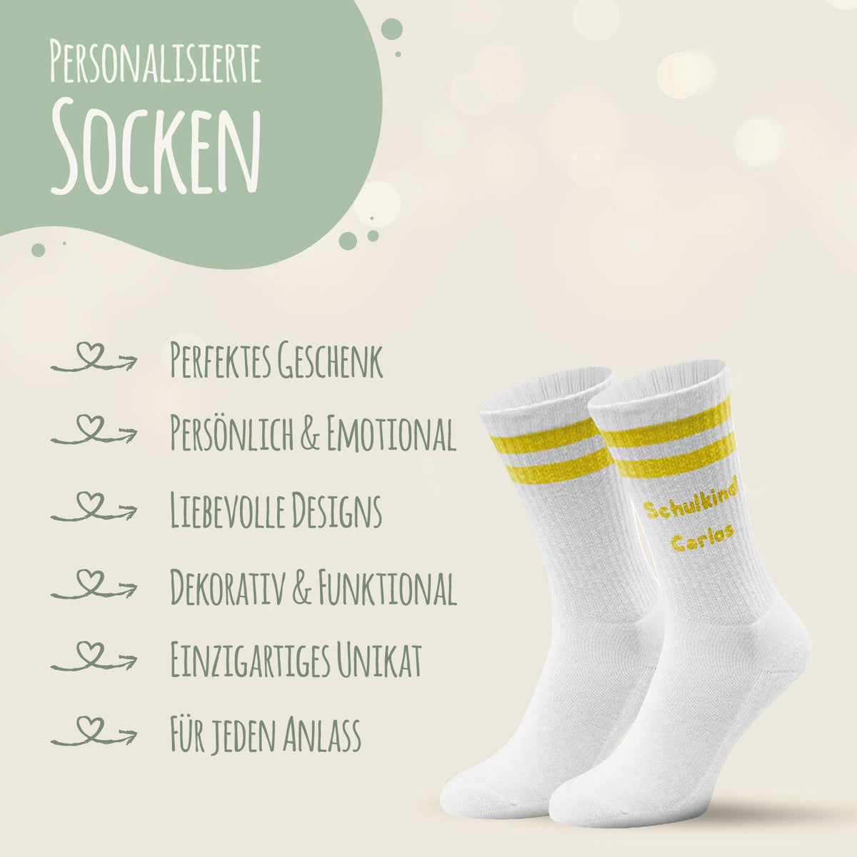 Tennissocken - Kinder Wunschtext - personalisiert mit Namen