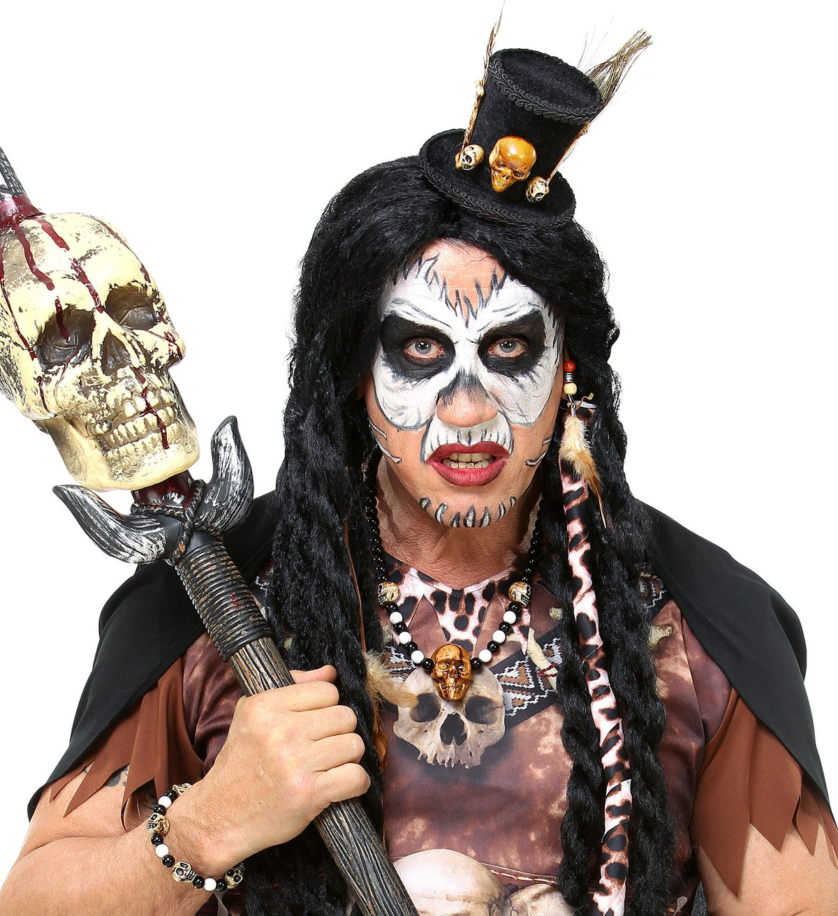 Voodoo Priester Set 3-tlg. | Hut, Halskette und Armband