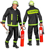 Feuerwehrmann Kostüm für Herren | Schwarz Gelb