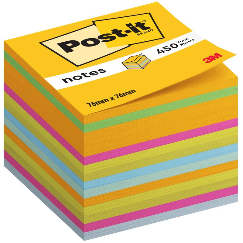 Post-it® Notes Würfel, Ultra-Farben, 76 mm x 76 mm, 450 Blatt/Block, 1 Block/Packung, 100% PEFC, SGSCH-PEFC-COC-110078 | Packung (1 Set)