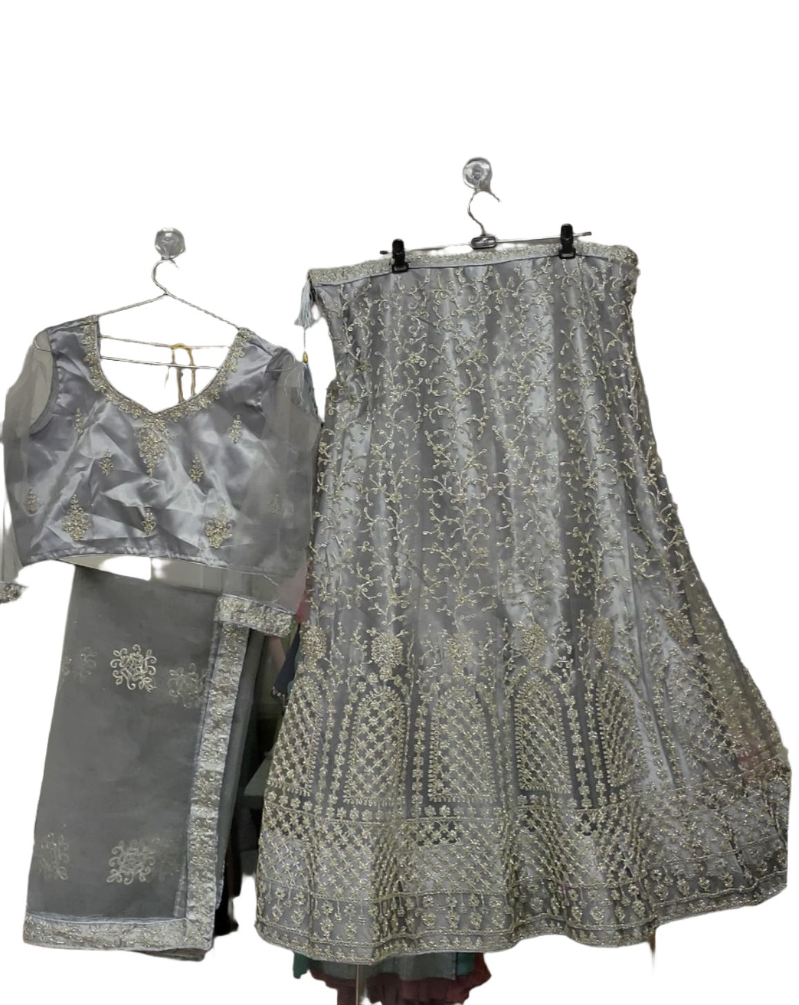 Complete Stitched Embroidered Lehenga Choli In Germany (Grey)/Bridal Lehenga In Hamburg