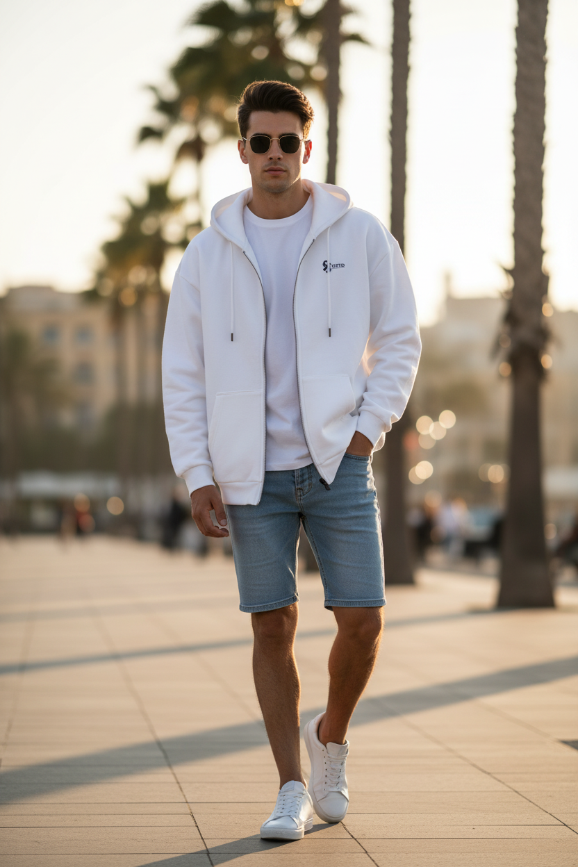 Herren Oversize Zipper Hoodie Jesus Herz