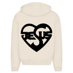 Herren Oversize Zipper Hoodie Jesus Herz