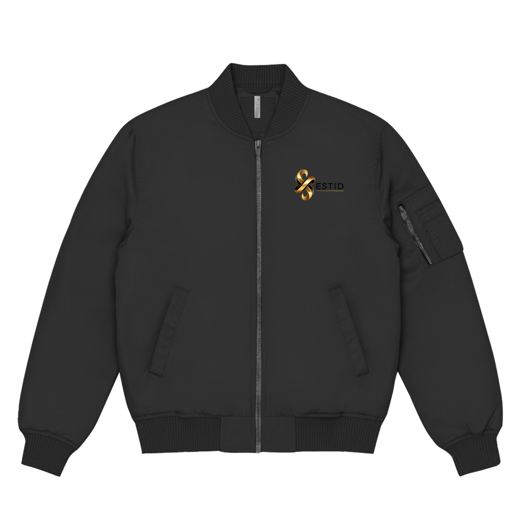 Schwarze Herren-Bomberjacke mit goldenem Logo-Akzent