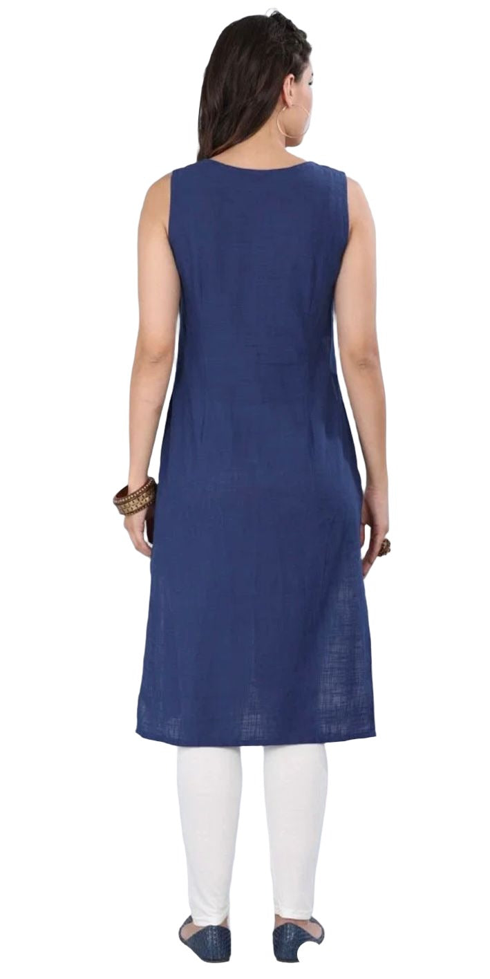 White And Blue Round Neck kurta In Germany