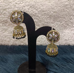 Golden Jhumki & Kundan Earrings in Paris