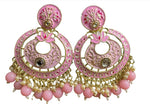 Gold Plated Pearl Kundan Beaded Chandbali Earrings for Women
