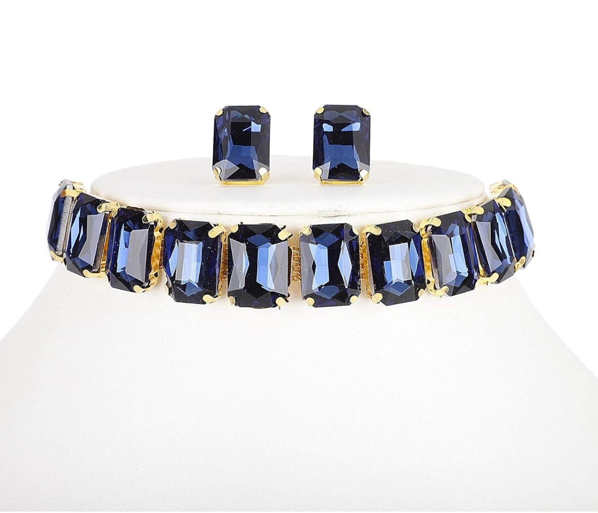 Blue Choker Crystal Earrings Necklace in Berlin