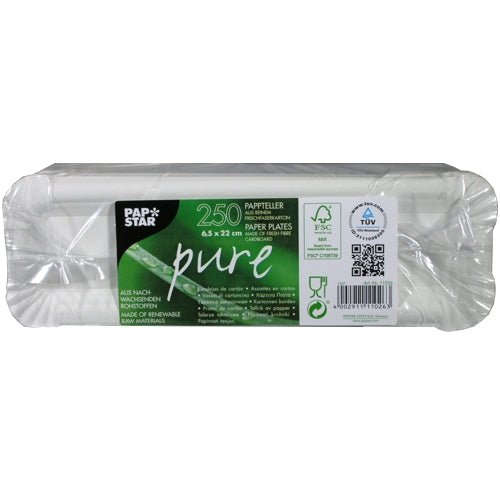 PAPSTAR 250 Teller, Pappe "pure" eckig weiss Namma Markt