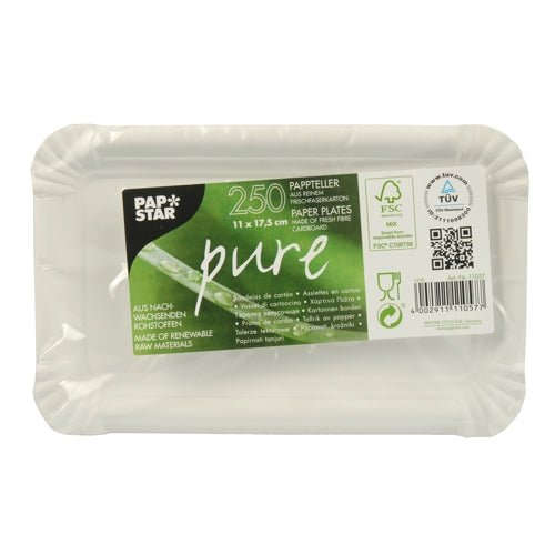 PAPSTAR 250 Teller, Pappe "pure" eckig weiss Namma Markt