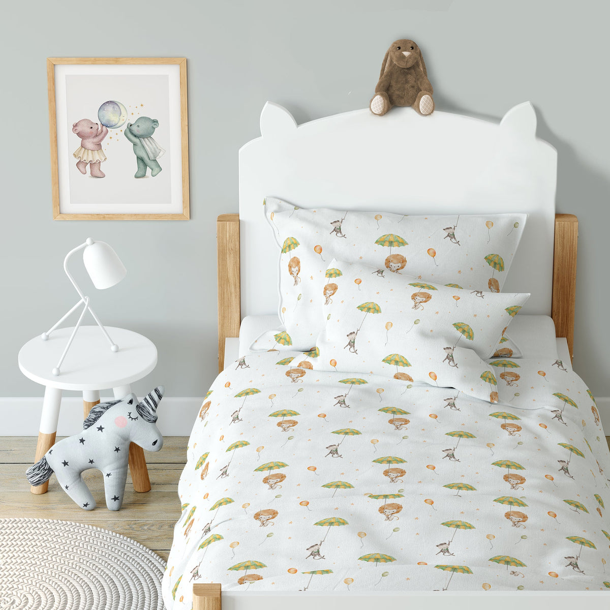 "Löwe und Affe" Premium Kinderbettwäsche