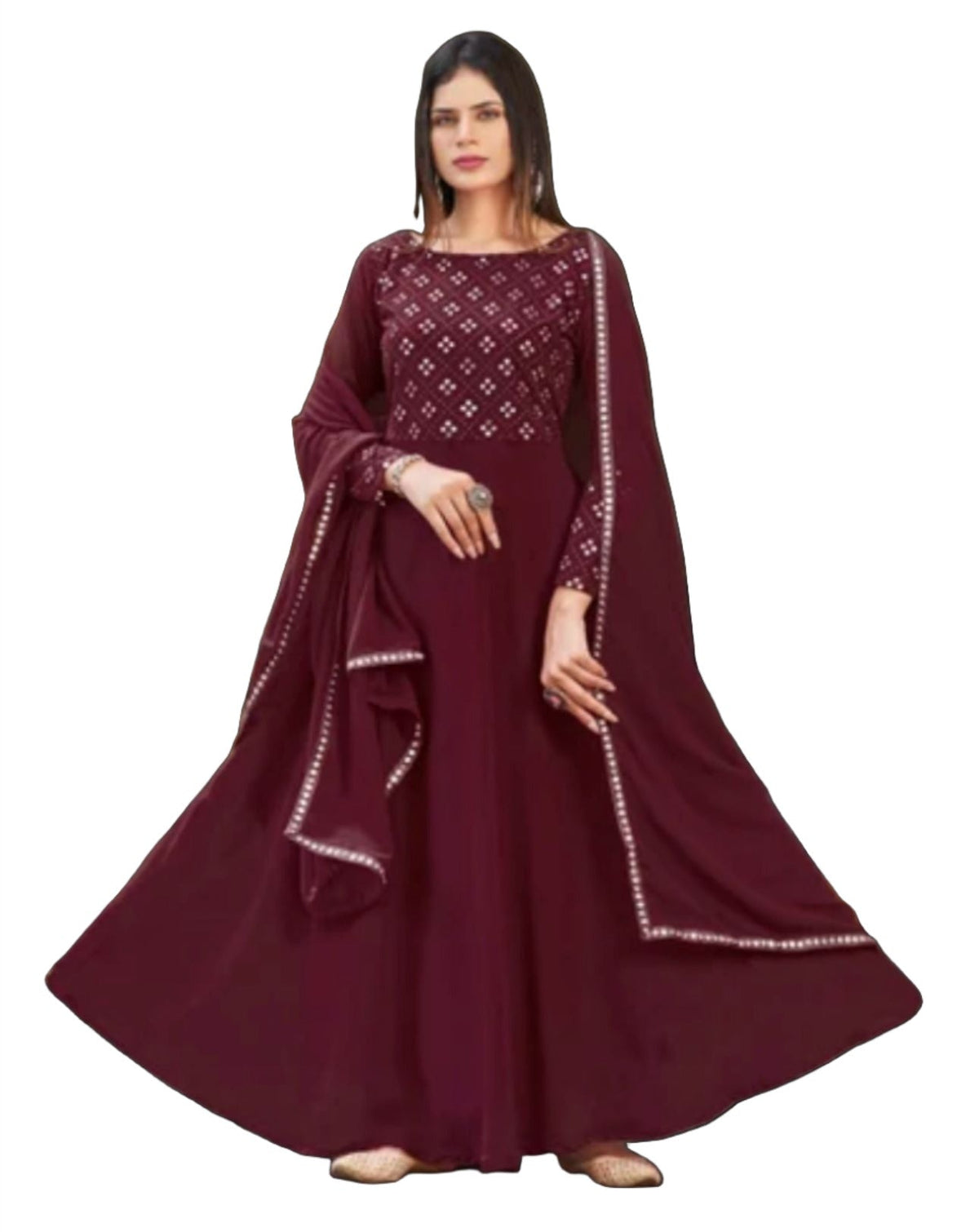 Anarkali Gown Chiffon Embroidered Churidar Gown