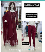 Anarkali Gown Chiffon Embroidered Churidar Gown