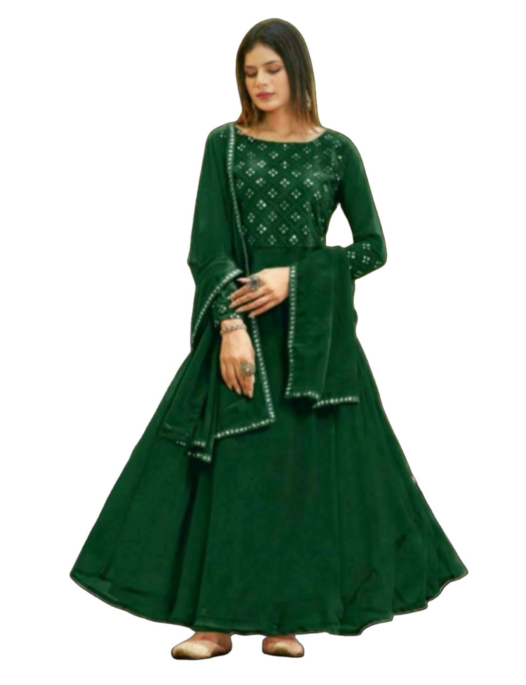 Anarkali Gown Chiffon Embroidered Churidar Gown