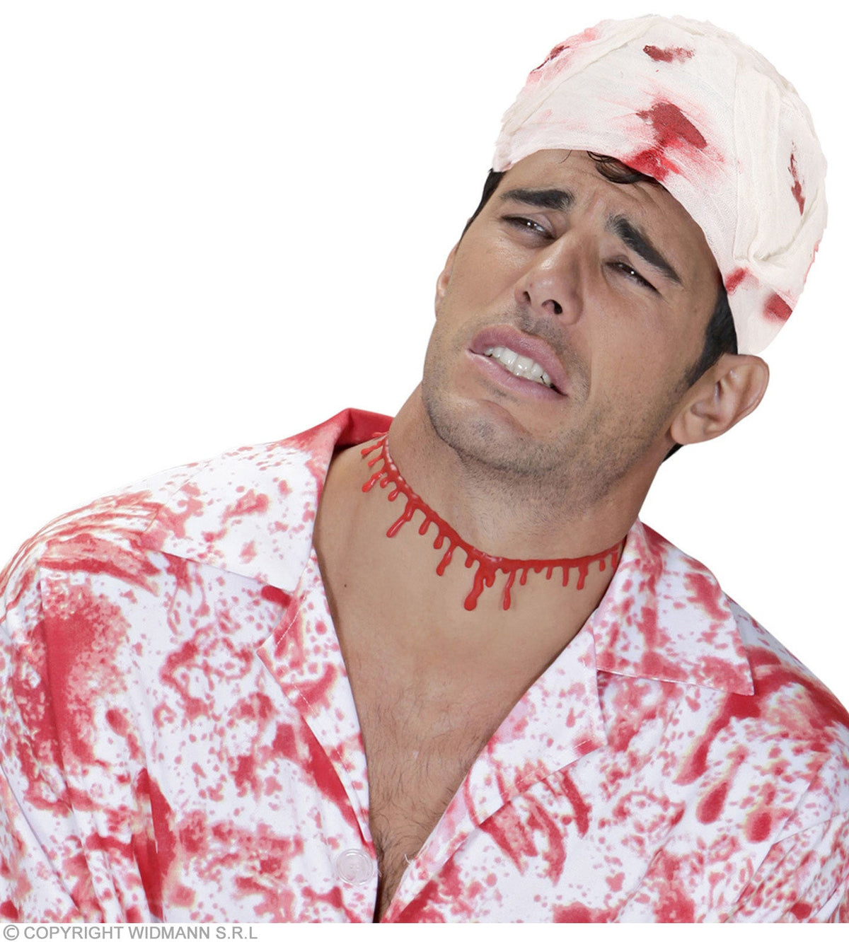 Blutverband zum Halloweenkostüm | 6,8 m - Weiß Rot