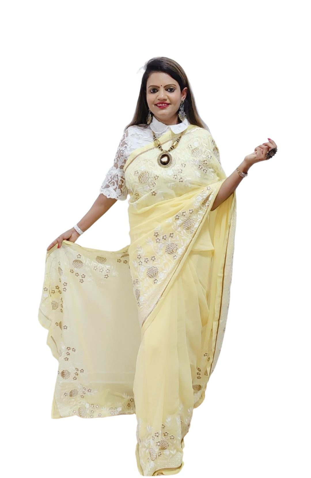 Georgette Embroidery Saree In Germany