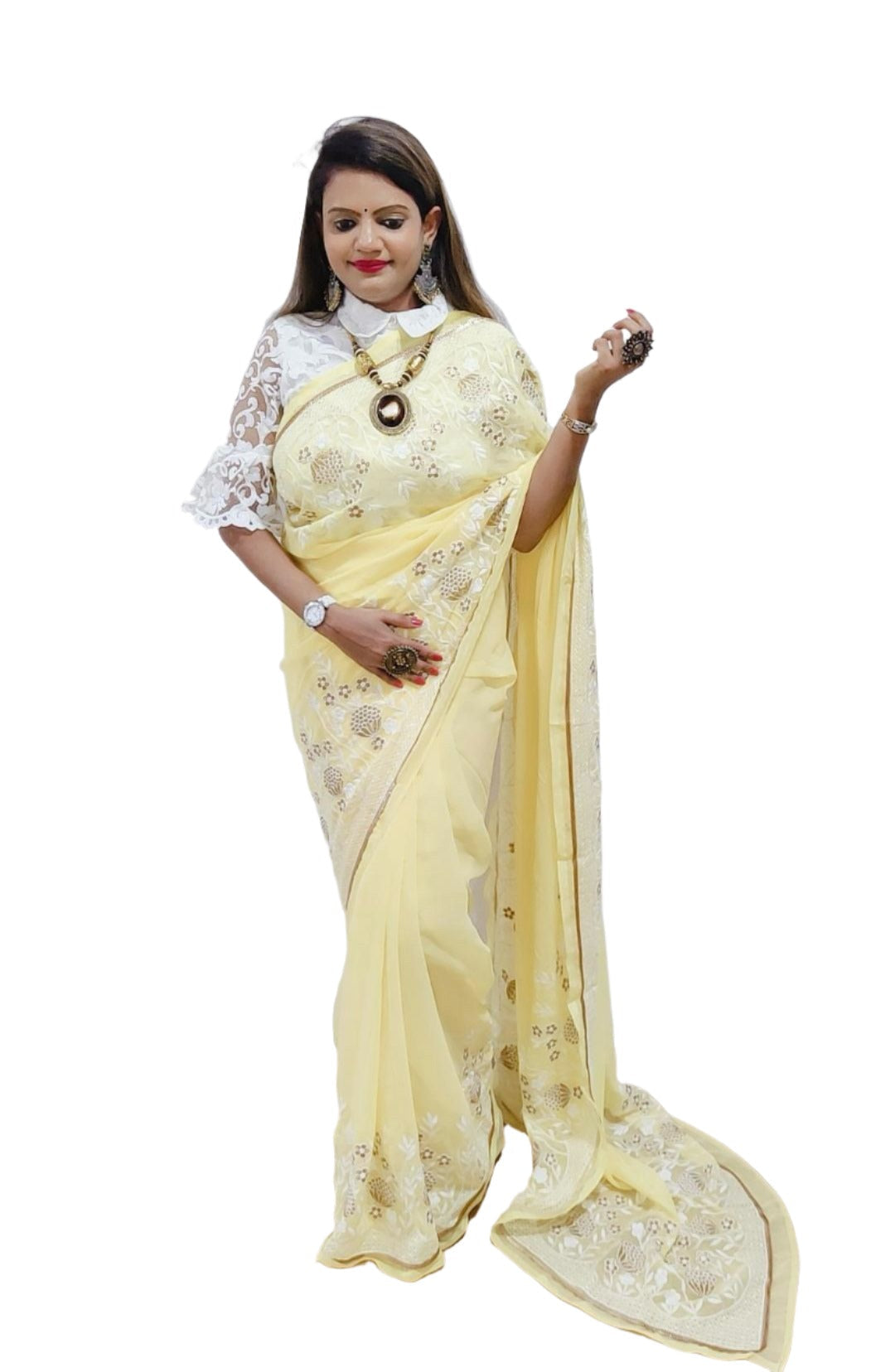 Georgette Embroidery Saree In Germany