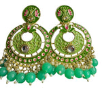 Gold Plated Pearl Kundan Beaded Chandbali Earrings for Women