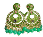 Gold Plated Pearl Kundan Beaded Chandbali Earrings for Women