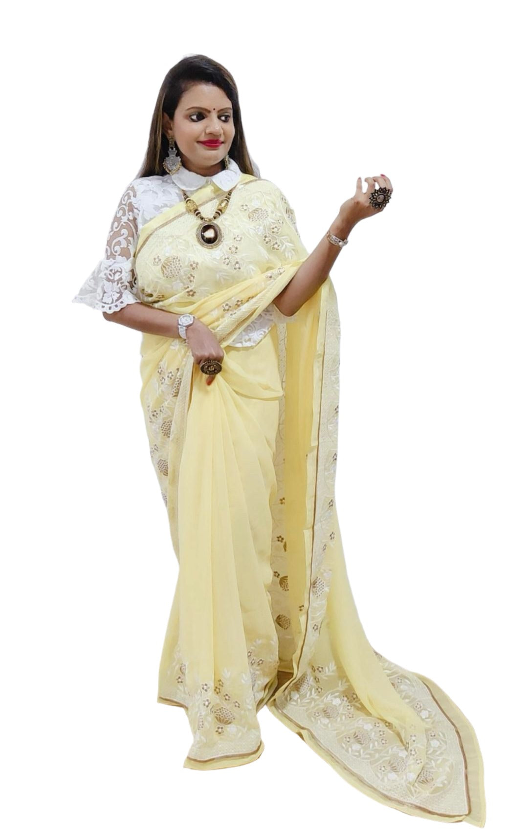 Georgette Embroidery Saree In Germany