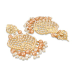 Gold-Plated White & Peach-Coloured Pearl Beaded Jewellery Set