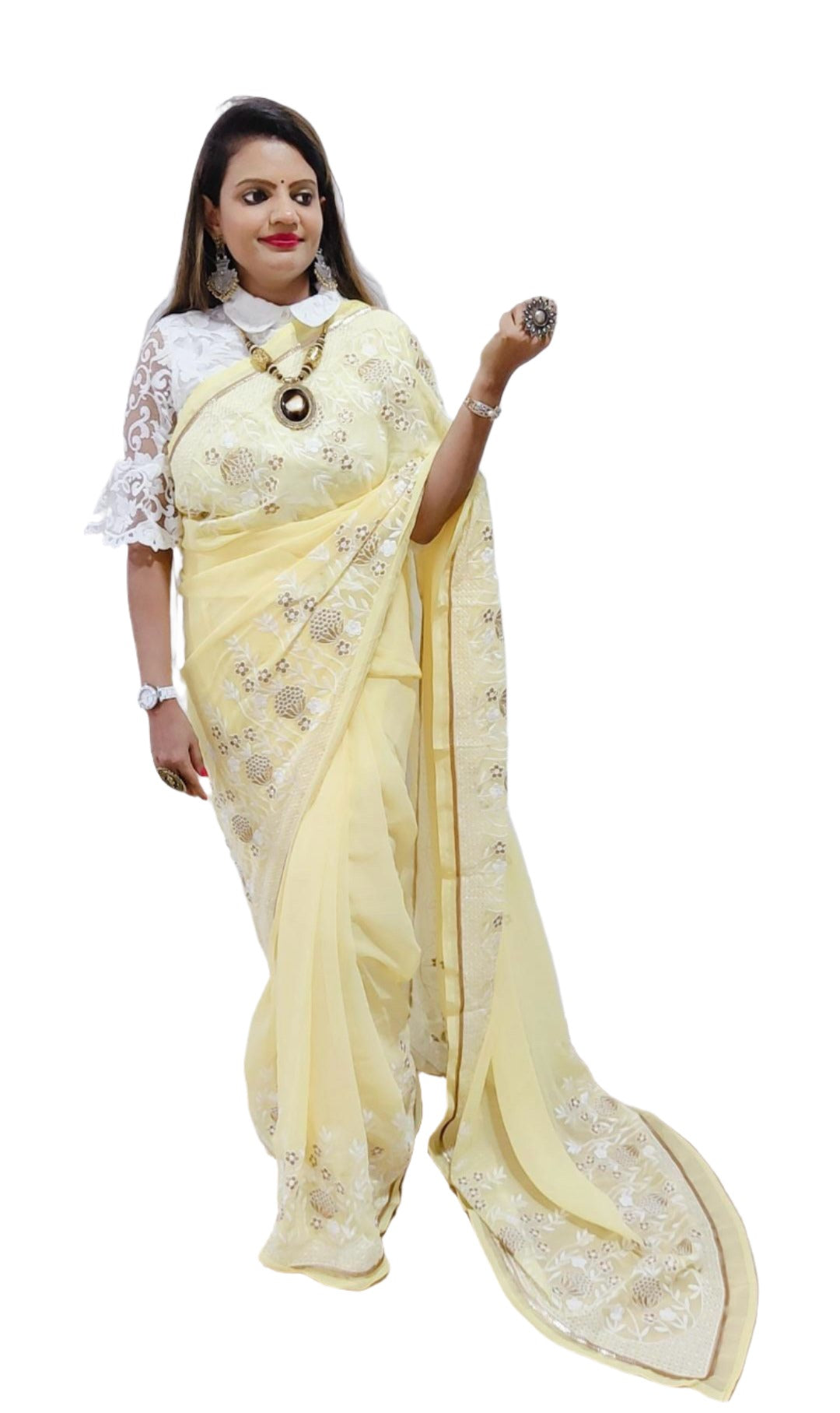 Georgette Embroidery Saree In Germany