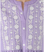 Chikan Embroidery Cotton Rayon A-line Kurta (Purple)