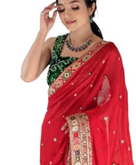 Georgette Saree Red Designer Fox With Mirror Work