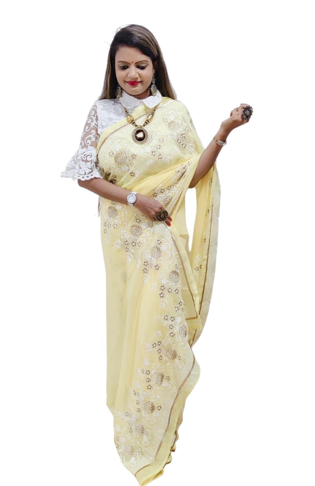 Georgette Embroidery Saree In Germany