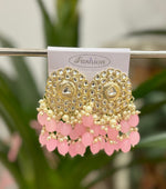 Gold-Plated Kundan and Pearl Classic Chandbalis Earrings