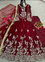 Party Wear Georgette Gown And Dupatta With Embroidery Sequence Work For Women, Indian Gown , Anarkali Gown , Bridesmaid Gown , Dresses
