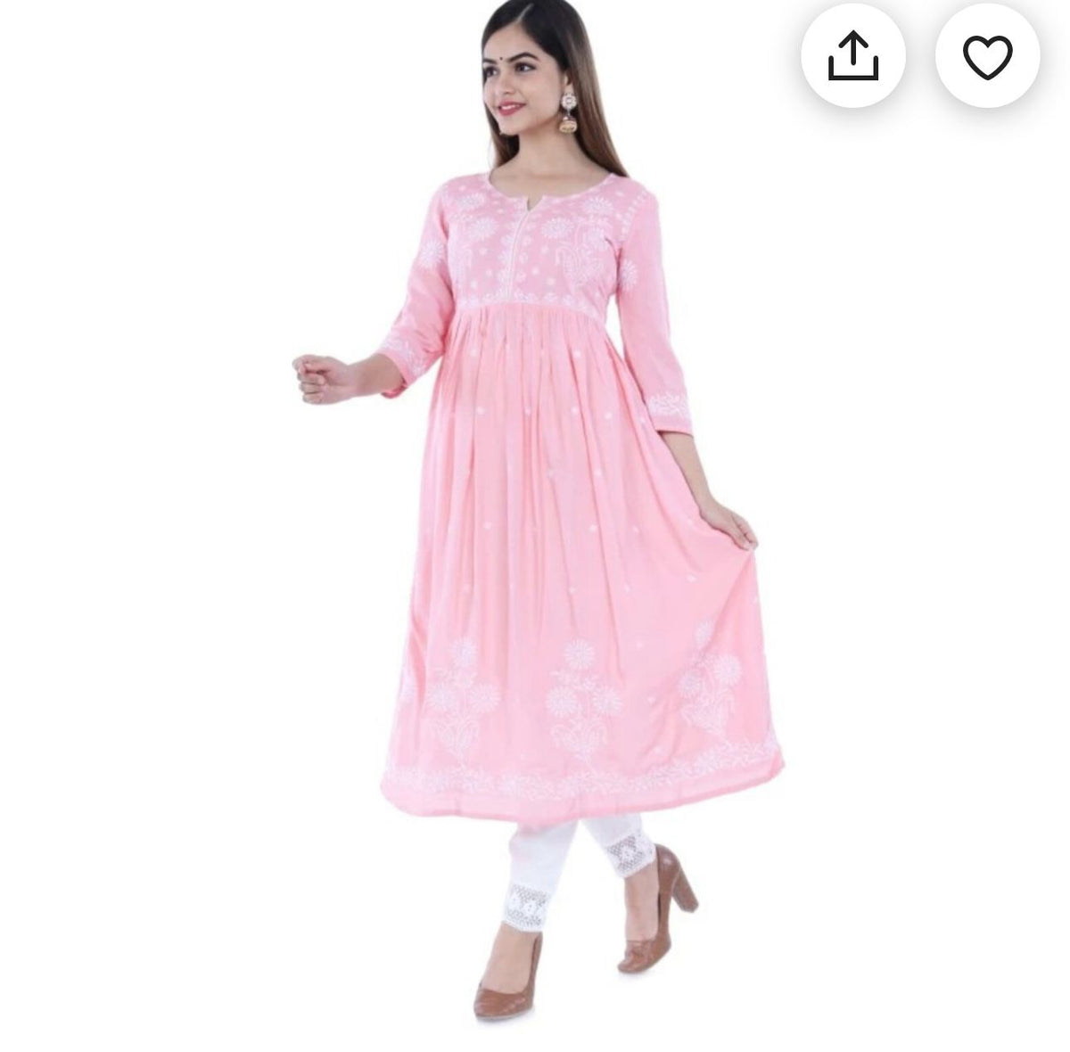 Embroidered Cotton Rayon Anarkali Kurta
